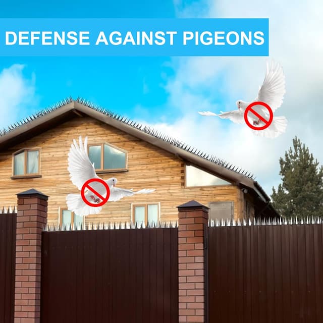 Detalle de Anti-Pigeon/Bird/Cat Deterrent Spikes – 2m Stainless Steel Cross-Row Spikes for Bird Feeders, Fences & Gutters