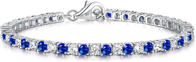 Detalle de Bracciale tennis Diamond Treats da donna in argento 925 con zirconi blu, verdi, rossi o bianchi