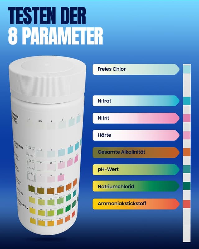 Detalle 2 de Wolmds Aquarium Teststreifen 50er 8‑in‑1 📋