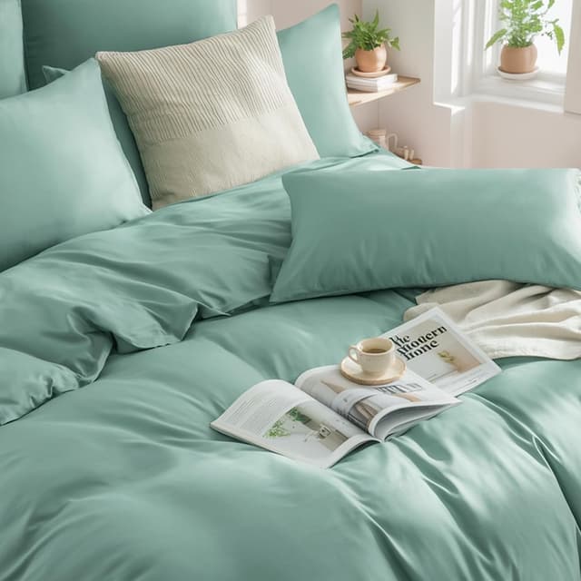 Detalle 2 de RUIKASI Bettwäsche 220x240 Baumwolle grün