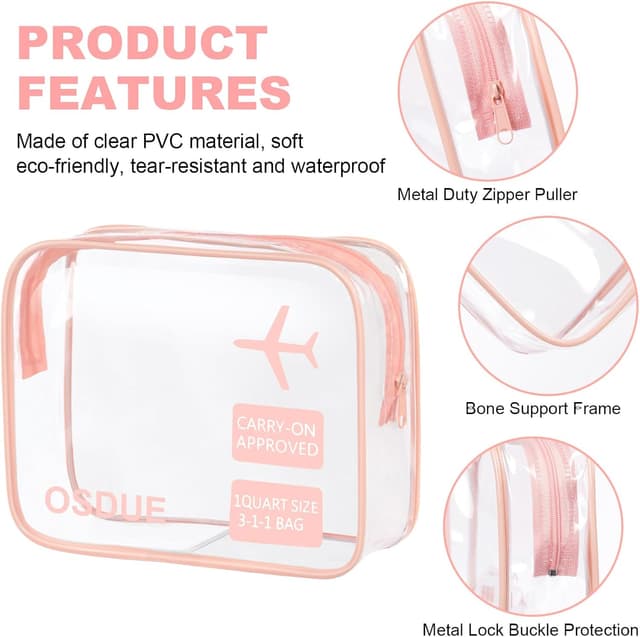 Detalle de OSDUE beauty case trasparente TSA 20x15 cm