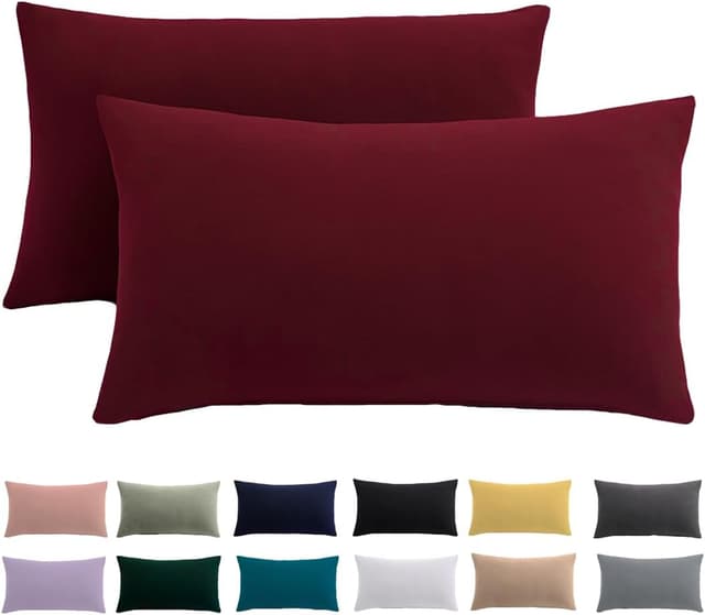 Detalle de Kissenbezug 40x70 2er Set (Rot) aus 100% Mikrofaser – knitterfrei & bügelfrei mit Reißverschluss