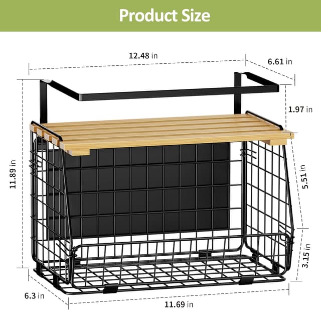 Thumbnail 6 de GGIU Magnetic Shelf for Fridge with Wood Lid (2-Pack) – Fruit, Potato & Onion Storage Bin
