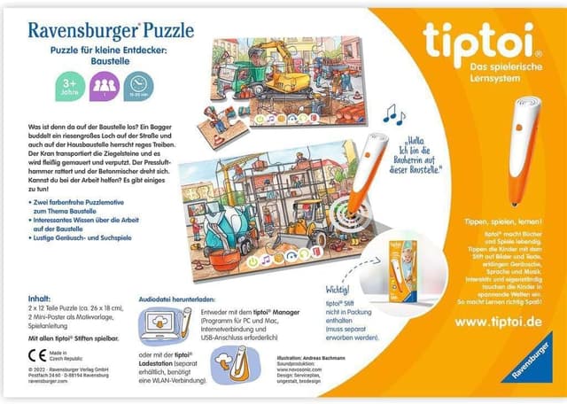 Detalle 2 de Ravensburger tiptoi Puzzle 00137 – Chantier de construction, puzzle interactif dès 3 ans