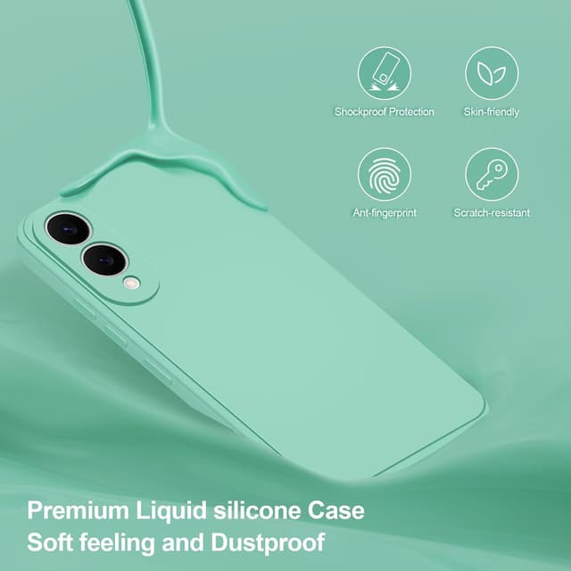 Detalle de Btstring Soft Silicone Case for Samsung Galaxy S25 Edge (Mint Green) with camera protection