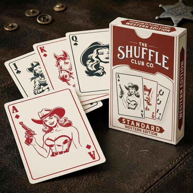 Detalle de Shuffle Club Co Western Playing Cards – Hand-Illustrated Wild West Deck (Made in the USA)