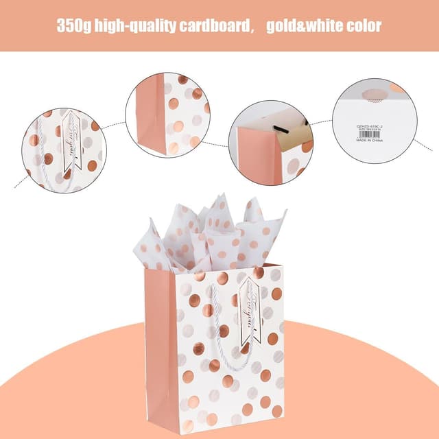 Thumbnail 4 de Gift bag set 12 pack, 9 inch rose gold