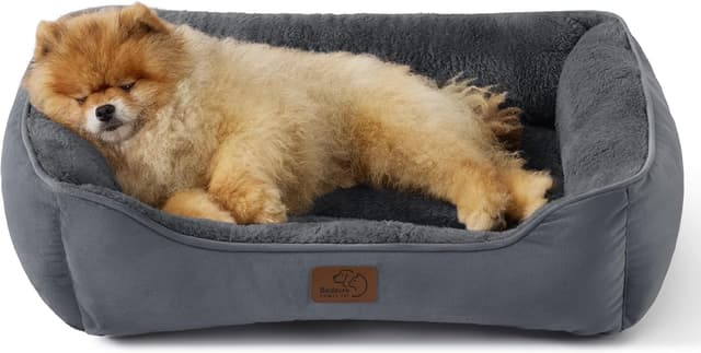 Detalle de Bedsure Dog Bed Medium, Washable Rectangle Small Dog Bed with Anti-Slip Base (Dark Grey)