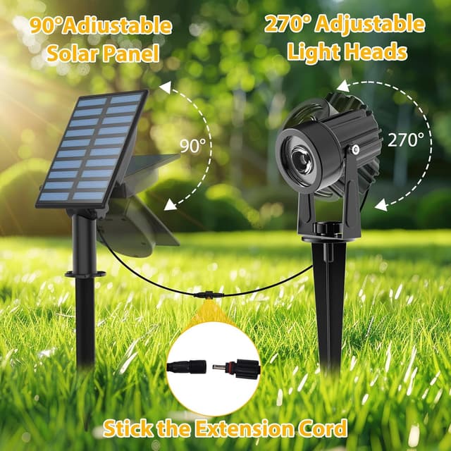 Detalle de CORESLUX solar LED spotlights for outdoor garden uplighting (IP65 waterproof, stake lights)