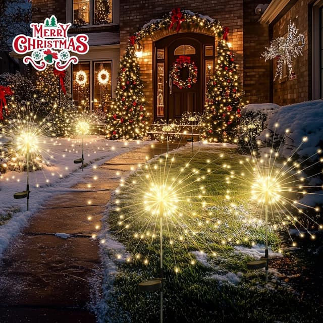 Detalle de GIGALUMI Solar-Gartendeko Leuchten für außen (4er-Set) mit 120 LED pro Lampe