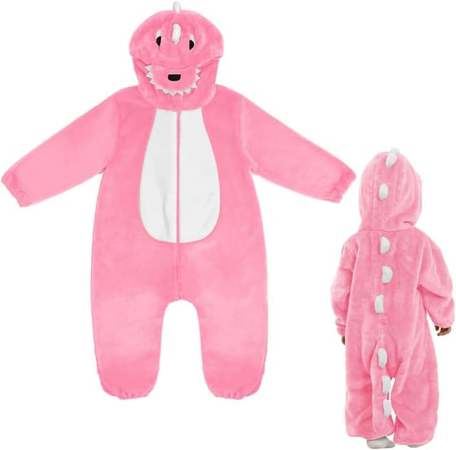 Thumbnail 6 de DiULi dinosaur flannel hooded romper (winter one-piece with front zip) for baby boys and girls