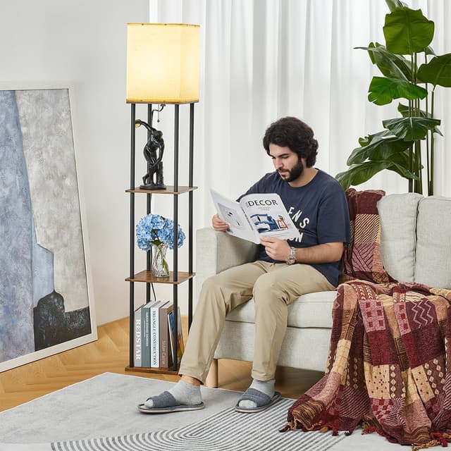 Thumbnail 5 de IPARTS EXPERT Stehlampe mit Regal Holz 158 cm