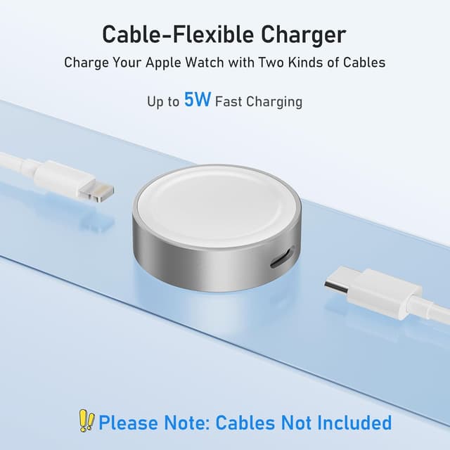 Detalle de Elebase for Apple Watch 11 Charger (5W) – USB-C magnetic wireless charging adapter