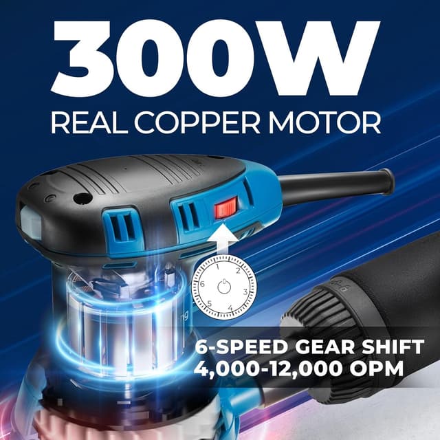 Detalle 2 de Dong Cheng 125mm Random Orbital Sander, 300W, 12,000 RPM (with 10 sandpapers & dust bag) for DIY and woodworking