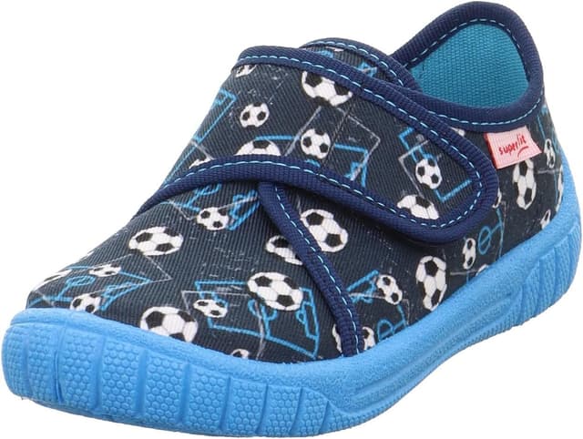 Detalle de Superfit Jungen BillHausschuhe – robuste Baumwoll-Hausschuhe mit Klettverschluss