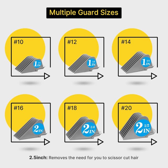 Detalle de CR8GR8 Clipper Guards for Wahl 10/12/14/16/18/20 (6pcs, Extra Long Guides, Gray)