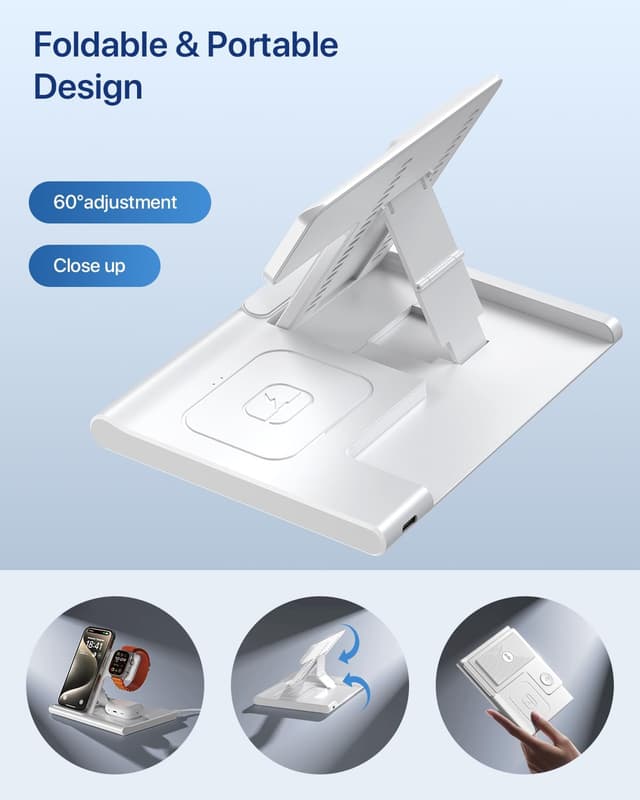 Thumbnail 5 de Foldable 3‑in‑1 Wireless Charger Stand 10W