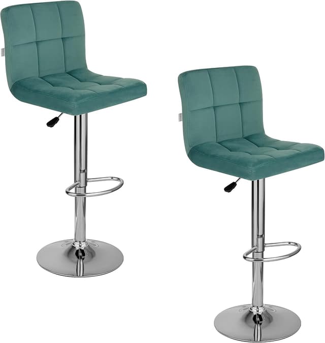 Thumbnail 6 de Baroni Home sgabello da bar con schienale, regolabile e girevole a 360° in velluto rosa