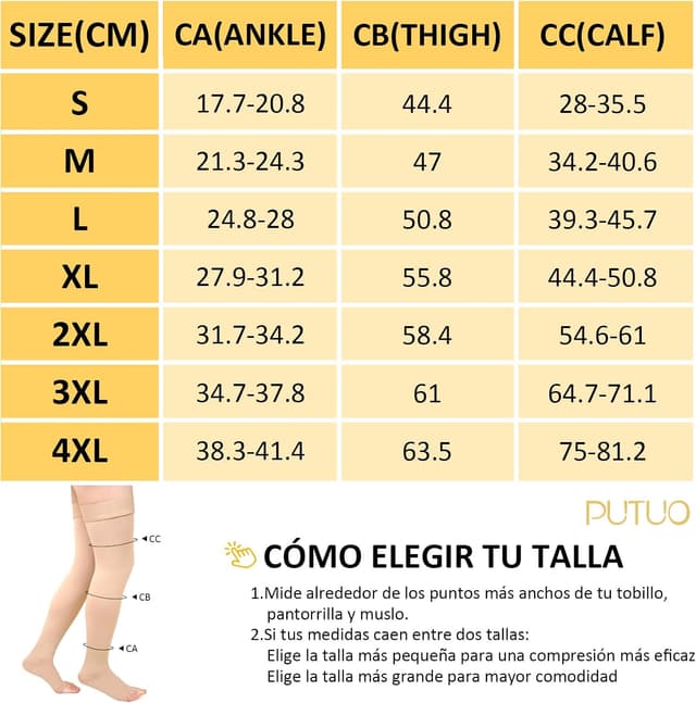 Thumbnail 4 de PUTUO Medias de Compresión Muslo 20–30 mmHg talla grande