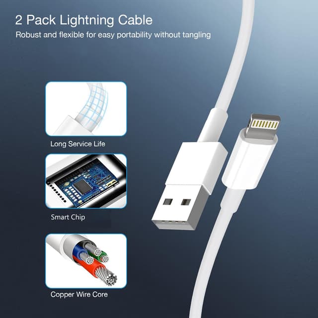 Detalle 2 de Cube iPhone Charger Travel 2Pack 6FT Lightning Cable