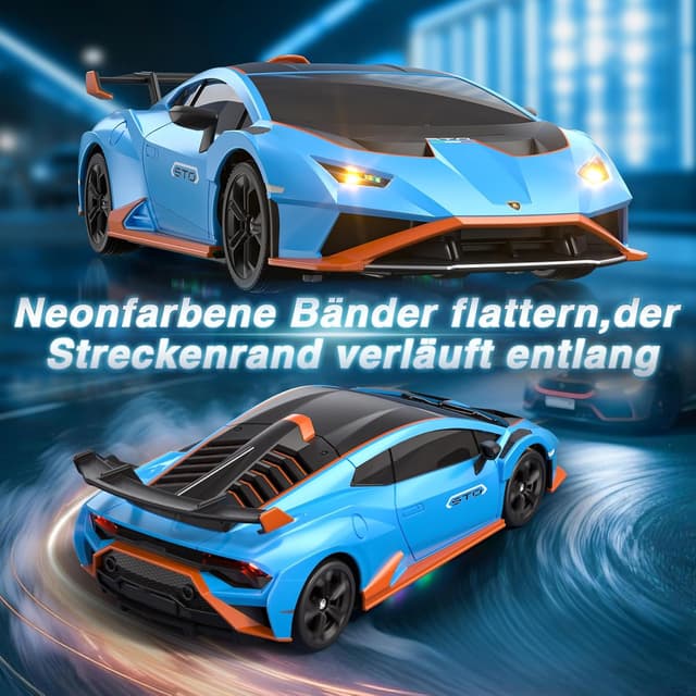 Detalle de Lamborghini RC Drift Auto (1:24) Mini 4WD – ferngesteuertes Drift-Car mit LED und bis zu 25 km/h