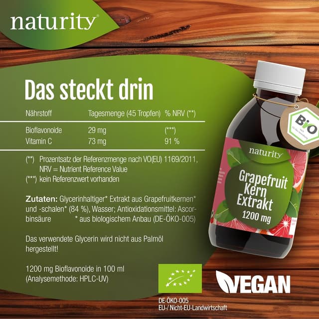 Detalle de Bio Grapefruitkernextrakt (1200 mg Bioflavonoide/250 ml) – vegan, zertifizierte Bio-Qualität, in Deutschland hergestellt