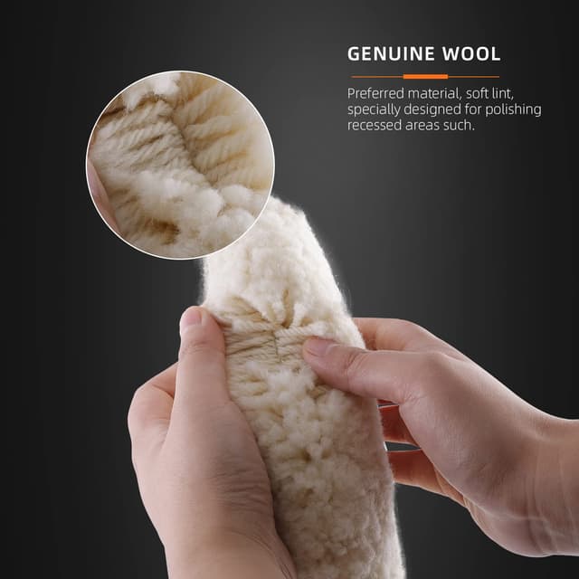 Detalle 2 de SPTA 8" (200mm) Double-Sided 100% Natural Wool Buffing Pad with 5/8-11 Thread