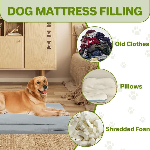 Detalle 2 de DUJUIKE 100% Waterproof Dog Bed Cover (Grey, M 92 x 59 x 10cm) with Zipper