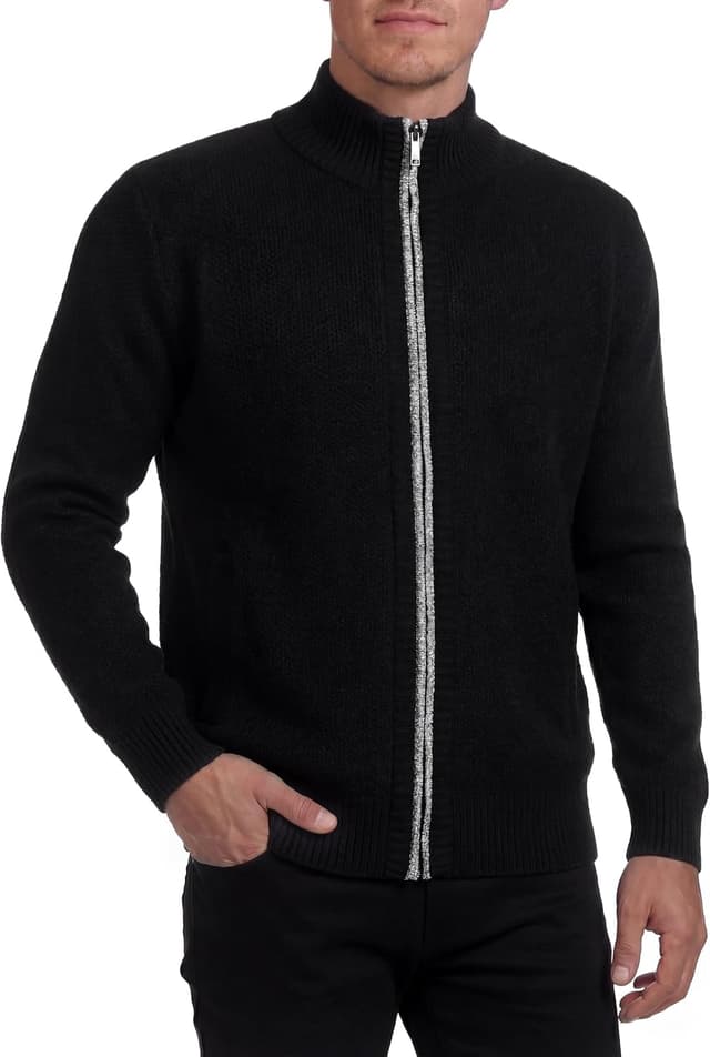 Detalle 2 de GLESTORE Strickjacke für Herren als Trachtenjacke Cardigan mit Fleece-Optik