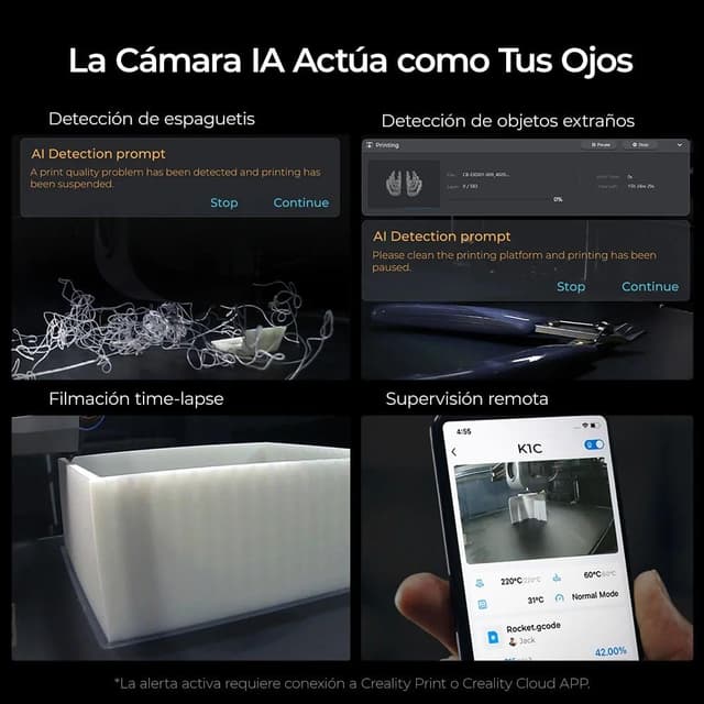 Thumbnail 3 de Creality K1C Gris impresora 3D rápida 600 mm/s