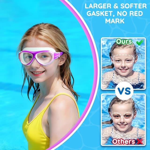 Thumbnail 1 de MOMUSE occhialini da nuoto per bambini 12-18 anni (visiere M-L) anti-appannamento e ampia visione