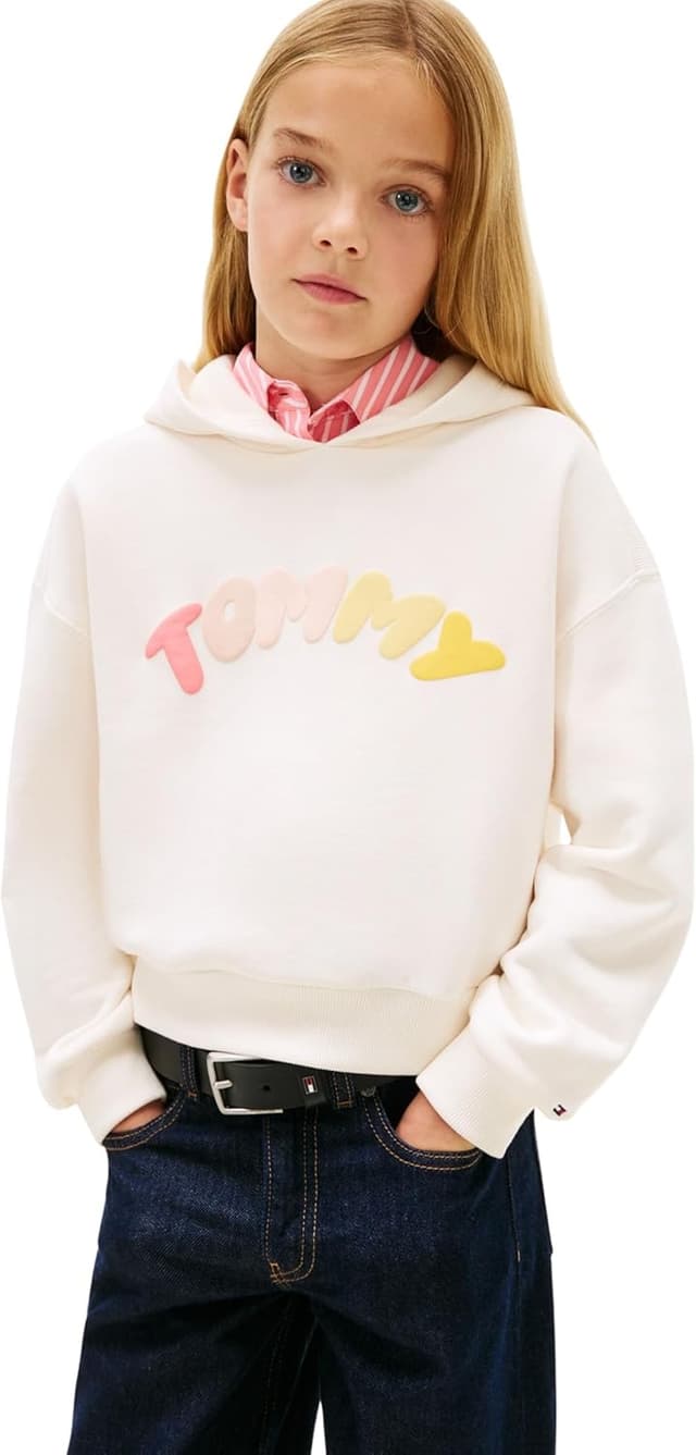 Detalle de Sweat à capuche fille Tommy Hilfiger Tommy Puff Print Hoodie KG0KG09241 (lot de 1)