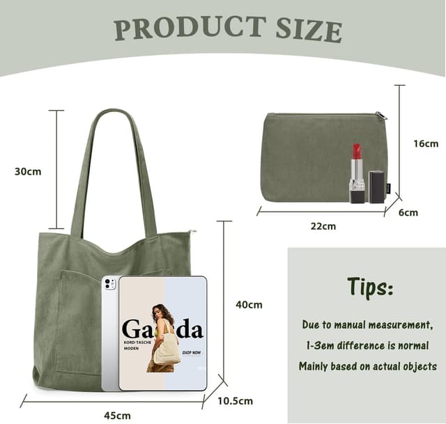 Detalle de GASSDA Handtasche Shopper Tasche Groß 1A-Tote