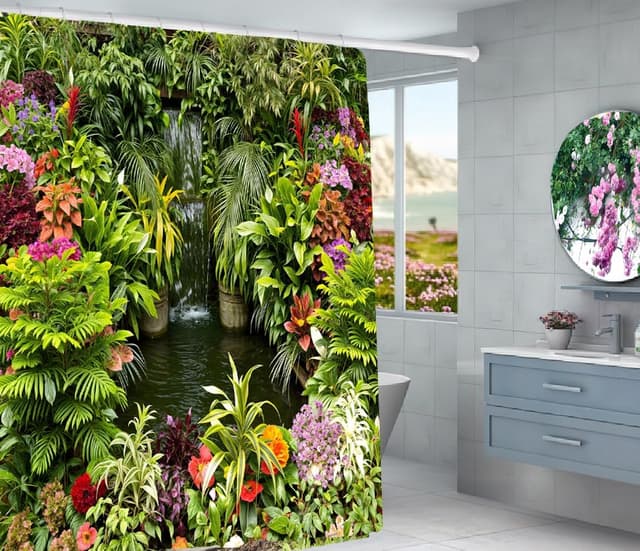 Thumbnail 1 de SCVBLJS Tropical Leaves Shower Curtain 180x180cm