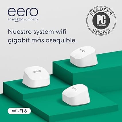 Detalle de eero 6+ de Amazon: Router WiFi Malla, Pack de 3 🌐
