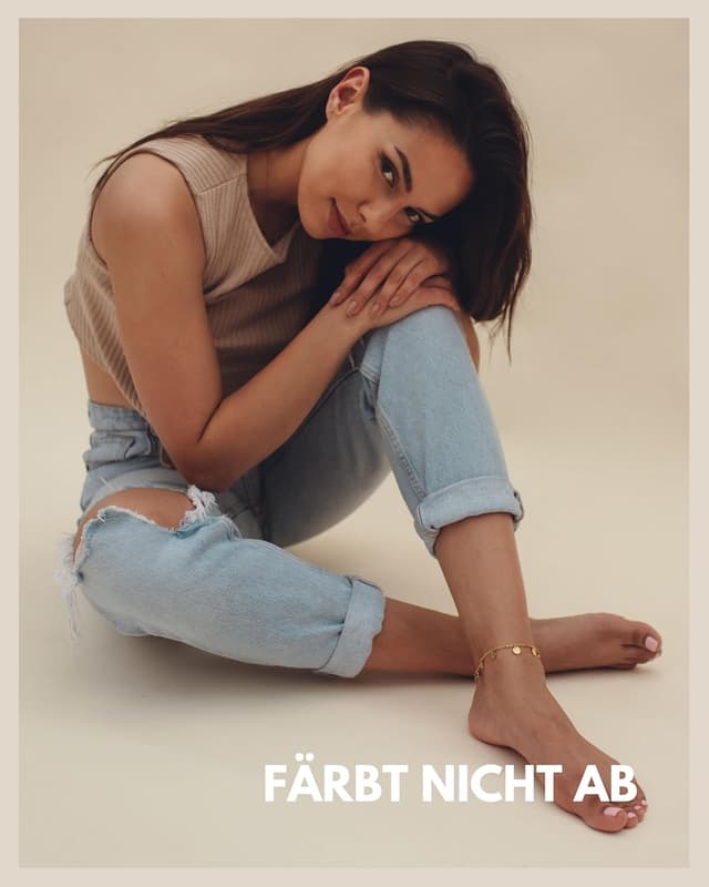 Detalle de GD GOOD.designs Damen-Fußkettchen aus 316L Edelstahl – wasserfest, von 22 bis 27 cm verstellbar