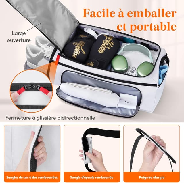 Thumbnail 6 de Sac de sport Lifewit 40L avec compartiment chaussures et 3 modes de port (gris argenté) – 55 x 36 x 20 cm