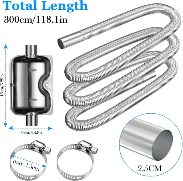 Thumbnail 1 de URAQT Abgasrohr Standheizung 300 cm Edelstahl