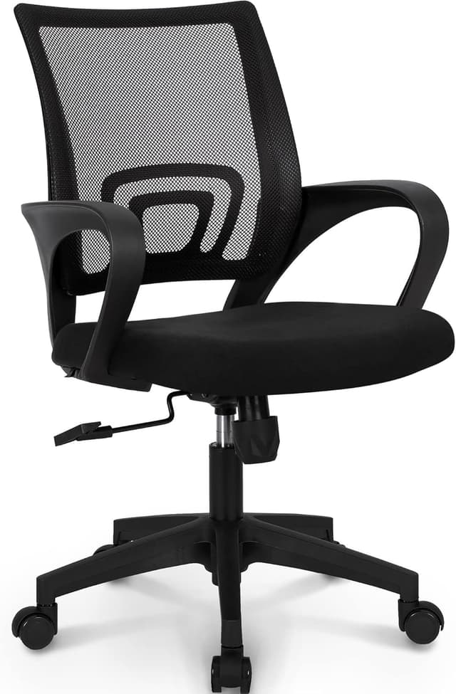 Detalle de NEO CHAIR Office Desk Computer Chair with Breathable Mesh, Adjustable Lumbar Support, and Swivel Wheels (Black)