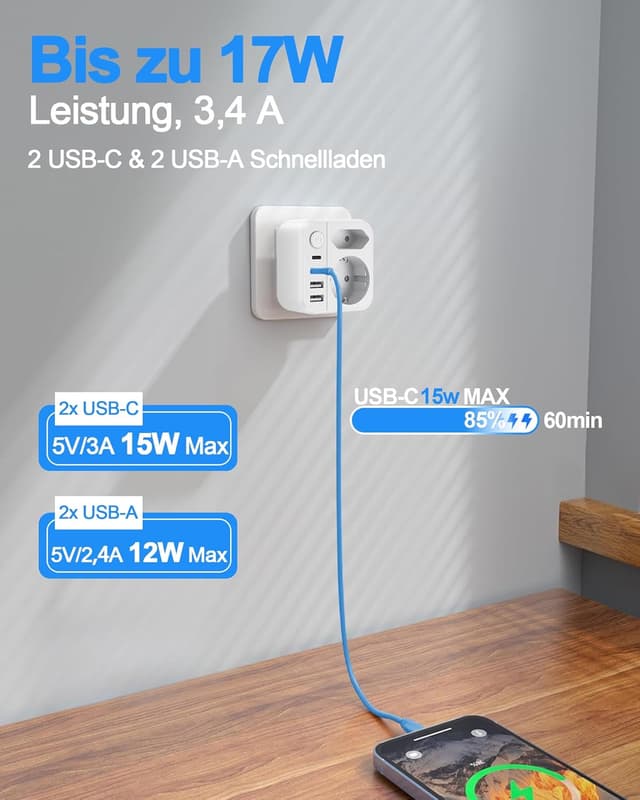 Detalle de Reiseadapter UK mit Schalter 3250W đ
