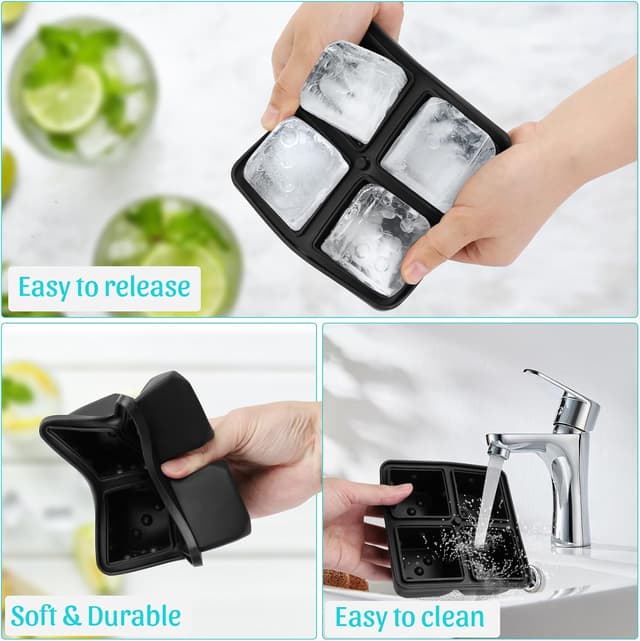 Detalle de Eiswürfelform mit Deckel: D6 3D-Würfel aus BPA-freiem Silikon für Whiskey, Cocktails & Co.