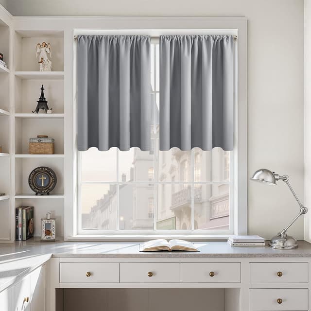 Thumbnail 6 de CUTEWIND lot de 2 rideaux occultants thermiques courts 60 x 90 cm gris clair