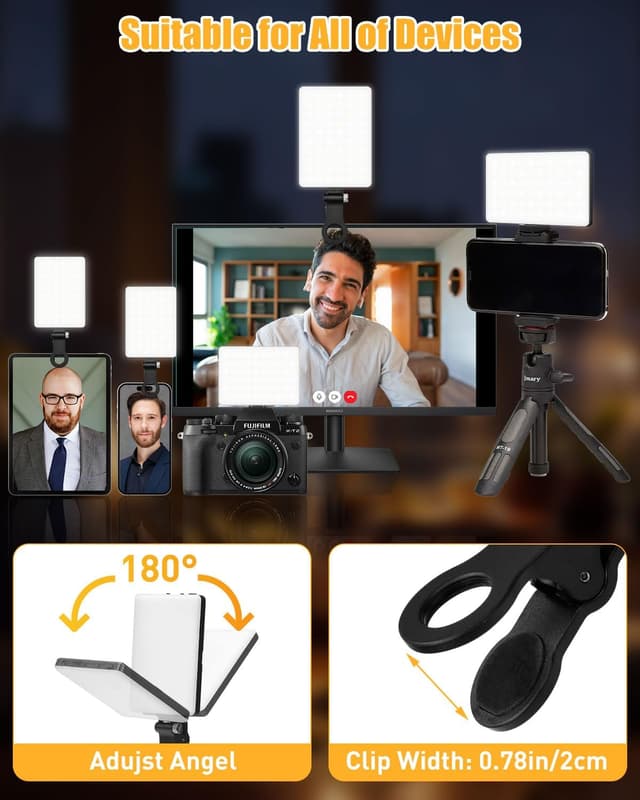 Detalle 2 de Pakinui Selfie Licht mit 60 LED, einstellbar 2500–9500K und 3 Modi – Handylicht mit Akku