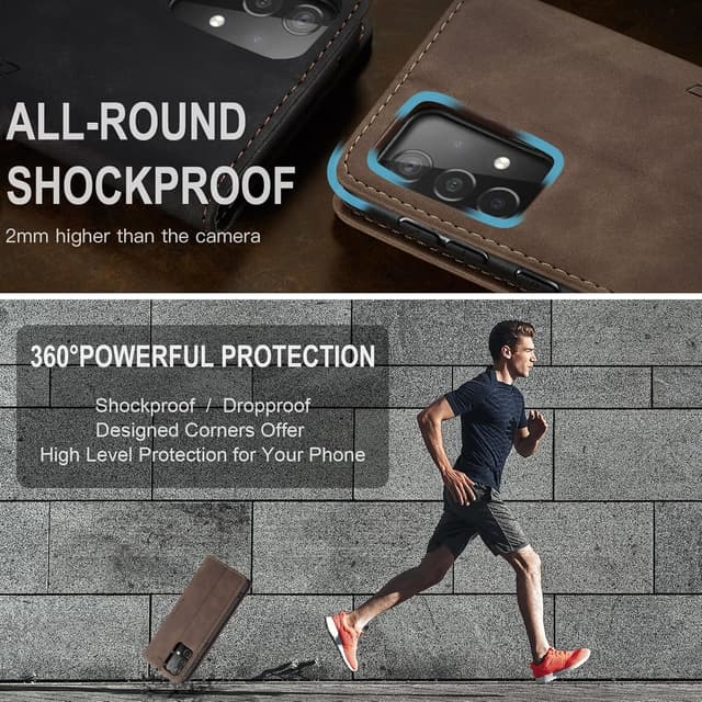 Detalle de Cracedily Handyhülle für Samsung Galaxy A52 5G – Klapphülle mit Kartenfächern, Magnetverschluss und Standfunktion