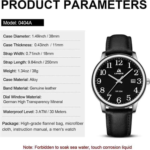 Thumbnail 6 de Herren Uhr Quarz 38 mm Analog