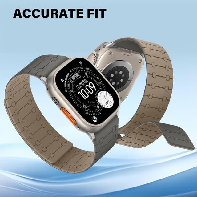 Detalle de Sixmoat double-sided magnetic straps for Apple Watch (49mm–42mm) in Gray-Coffee