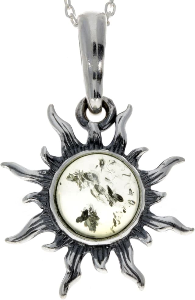 Detalle de SilverAmber Jewellery 1764 Anhänger Stern Sonne aus baltischem Bernstein & Sterlingsilber (ohne Kette)