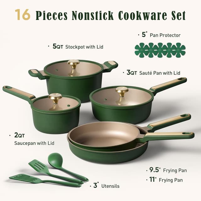 Detalle 2 de CAROTE 16-Piece NonStick Cookware Set