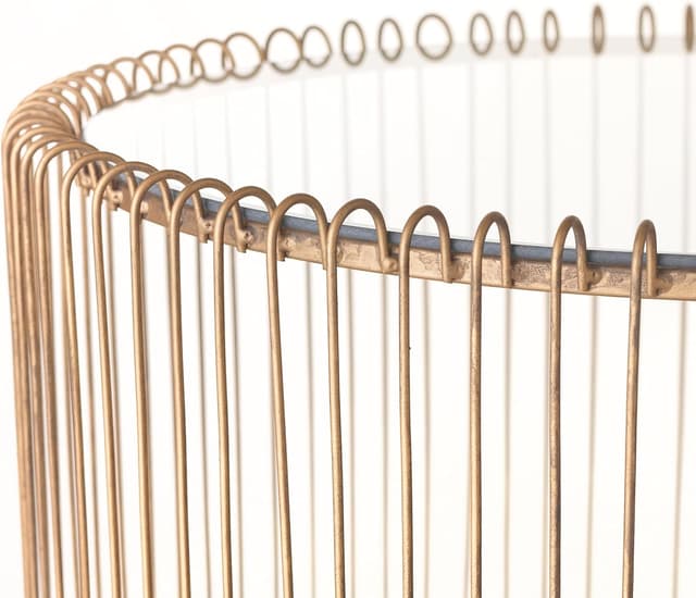 Detalle 2 de Baroni Home Tavolino cilindrico basso da caffè con ripiano in vetro e struttura in metallo oro, 35,5x60 cm