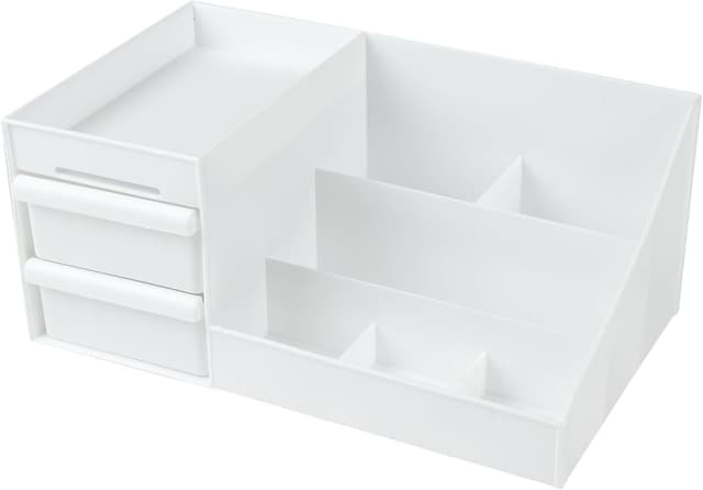 Detalle de URAQT Makeup Organizer Storage Drawers (Large Capacity) – 2 drawers cosmetic storage box for vanity, bathroom or bedroom